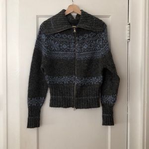 Free People Fair Isle Zip-Up Wool Sweater